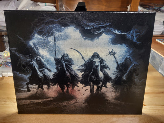 4 horsemen of the apocalypse on canvas 14 x 11